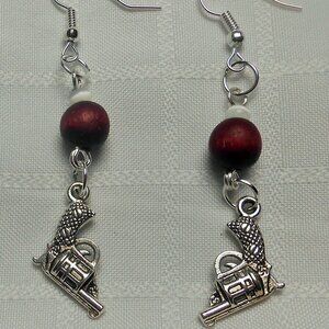 No. 6 Handmade earrings with Tibetan silver 3D revolvers charms
